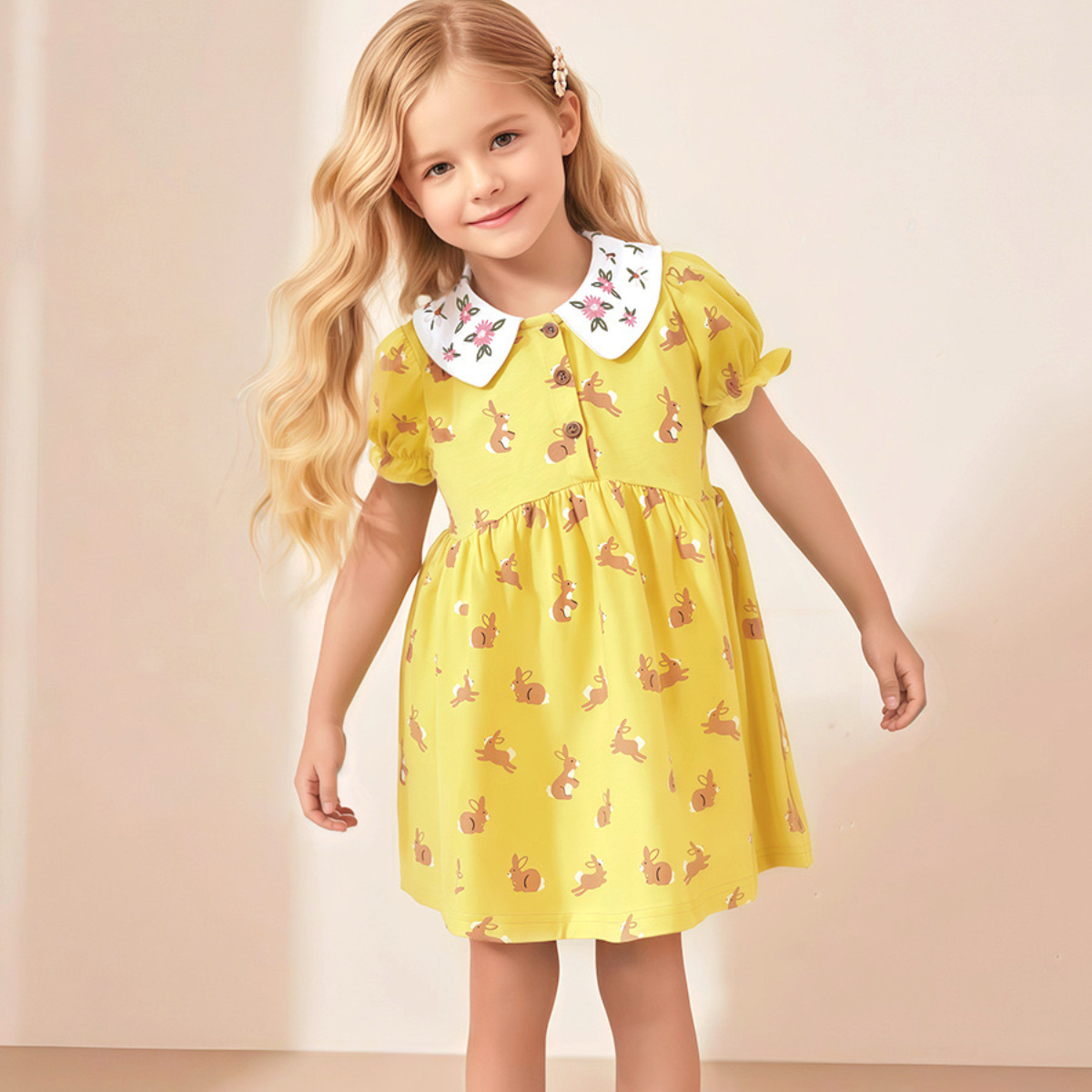 Peterpan collar rabbit kids Dress