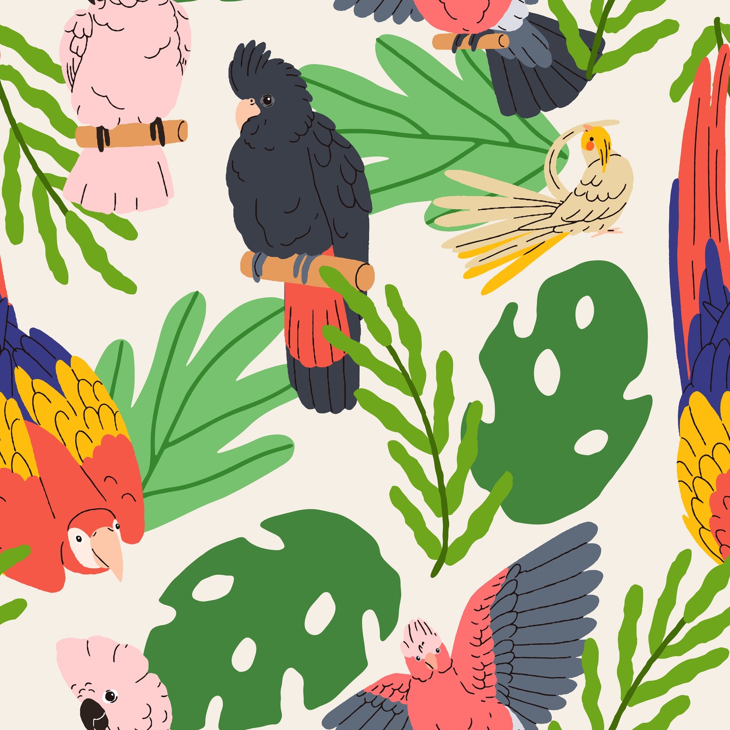 Fabric for Custom order - Birds and flowers