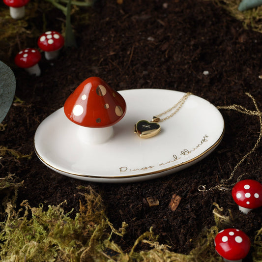 Snuggle Season Ceramic Toadstool Ring Dish