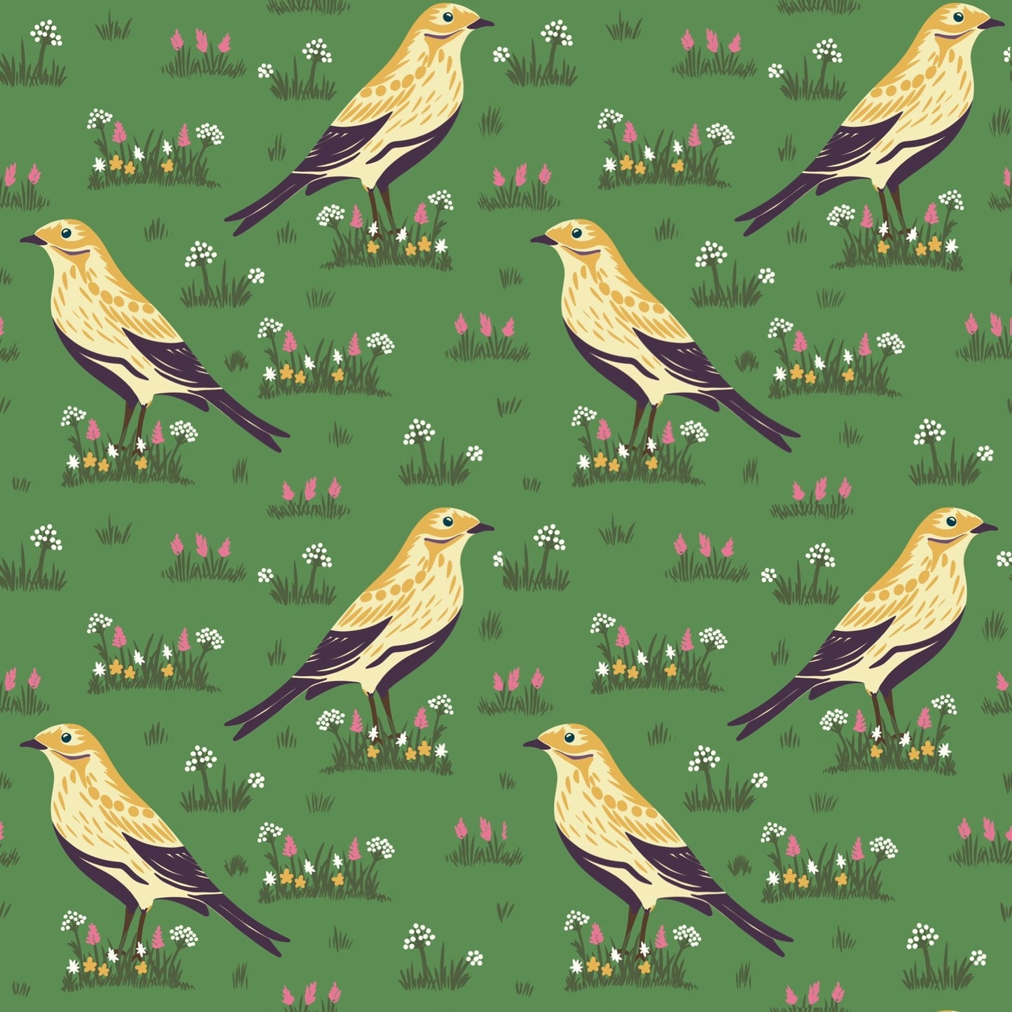 Fabric for Custom order - Birds and flowers