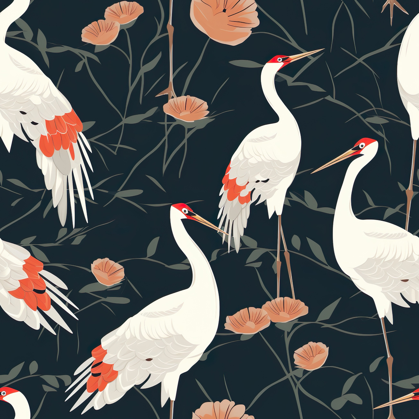 Fabric for Custom order - Birds and flowers