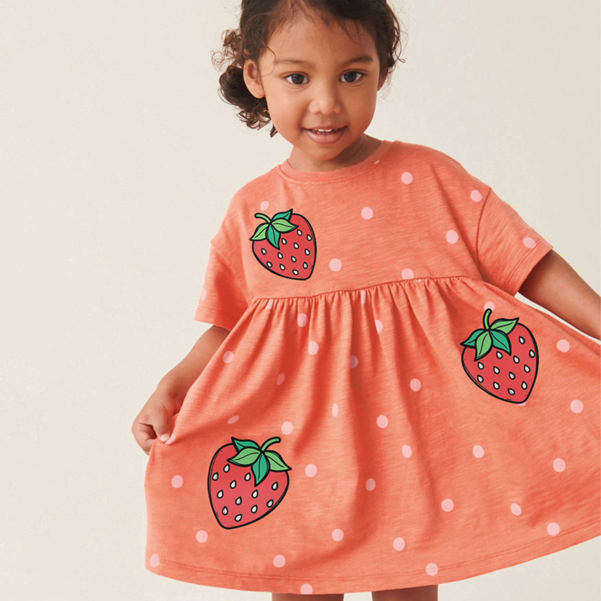 Strawberry polkadot kids Dress