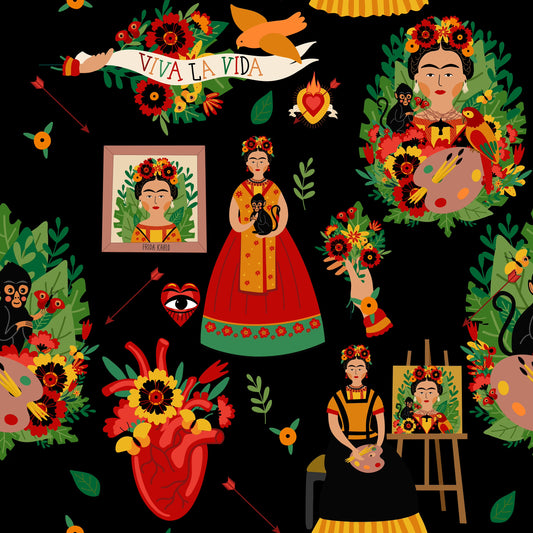 Fabric for Custom order - Retro, Art and Frida