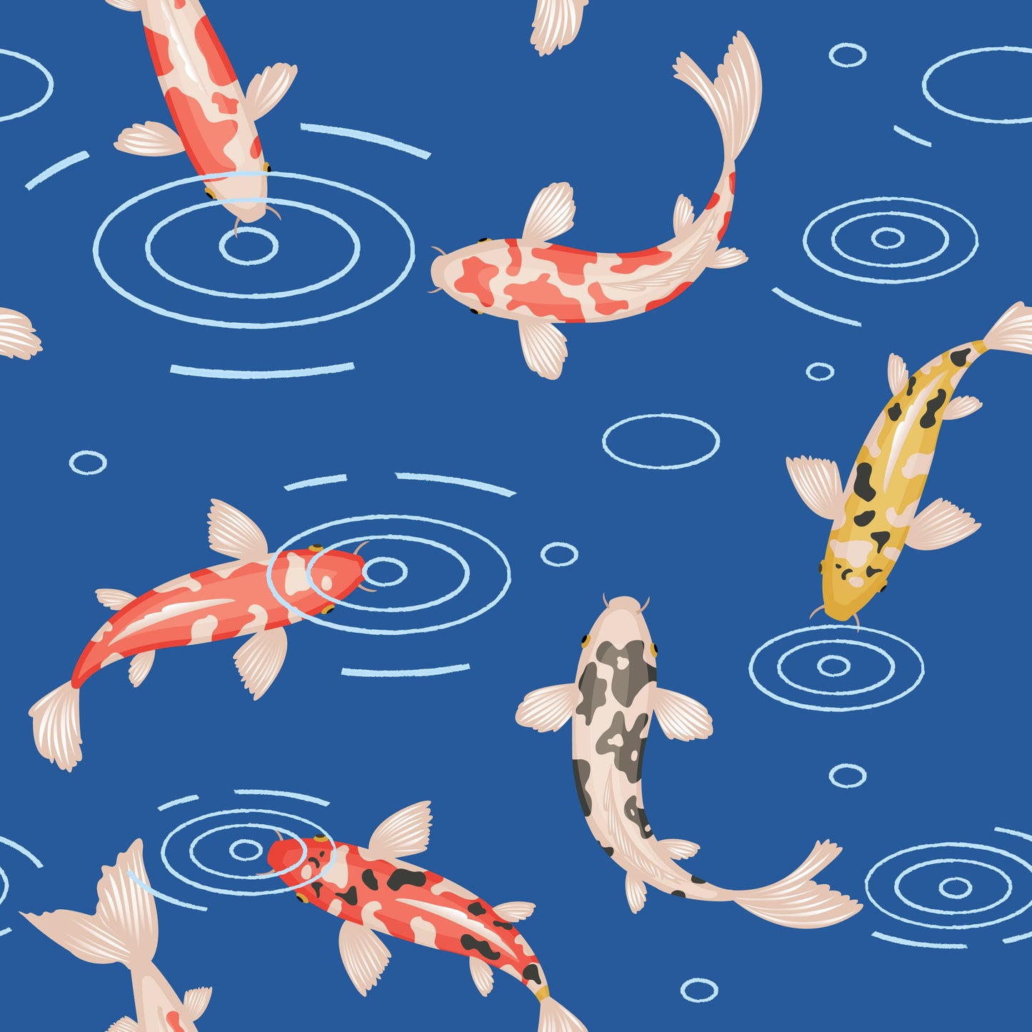 Fabric For Custom order Only - Vintage Japanese Art Sakura, Koi and Crane