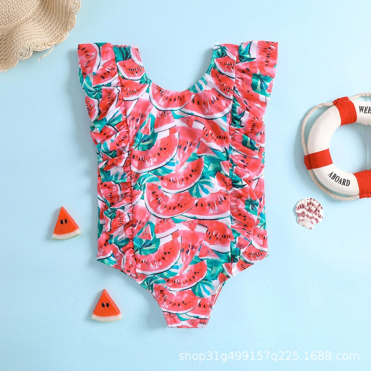 Watermelon print kids swimsuit – Origami Doll