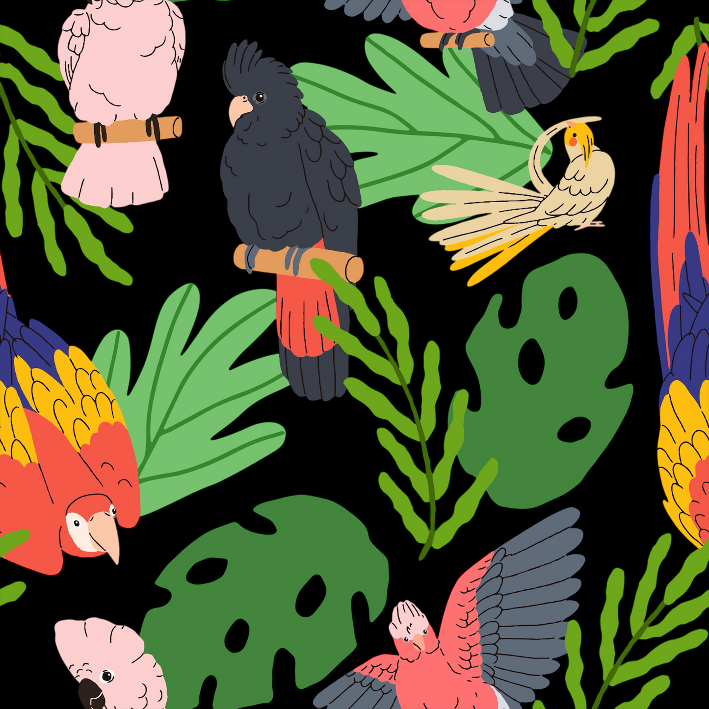 Fabric for Custom order - Birds and flowers