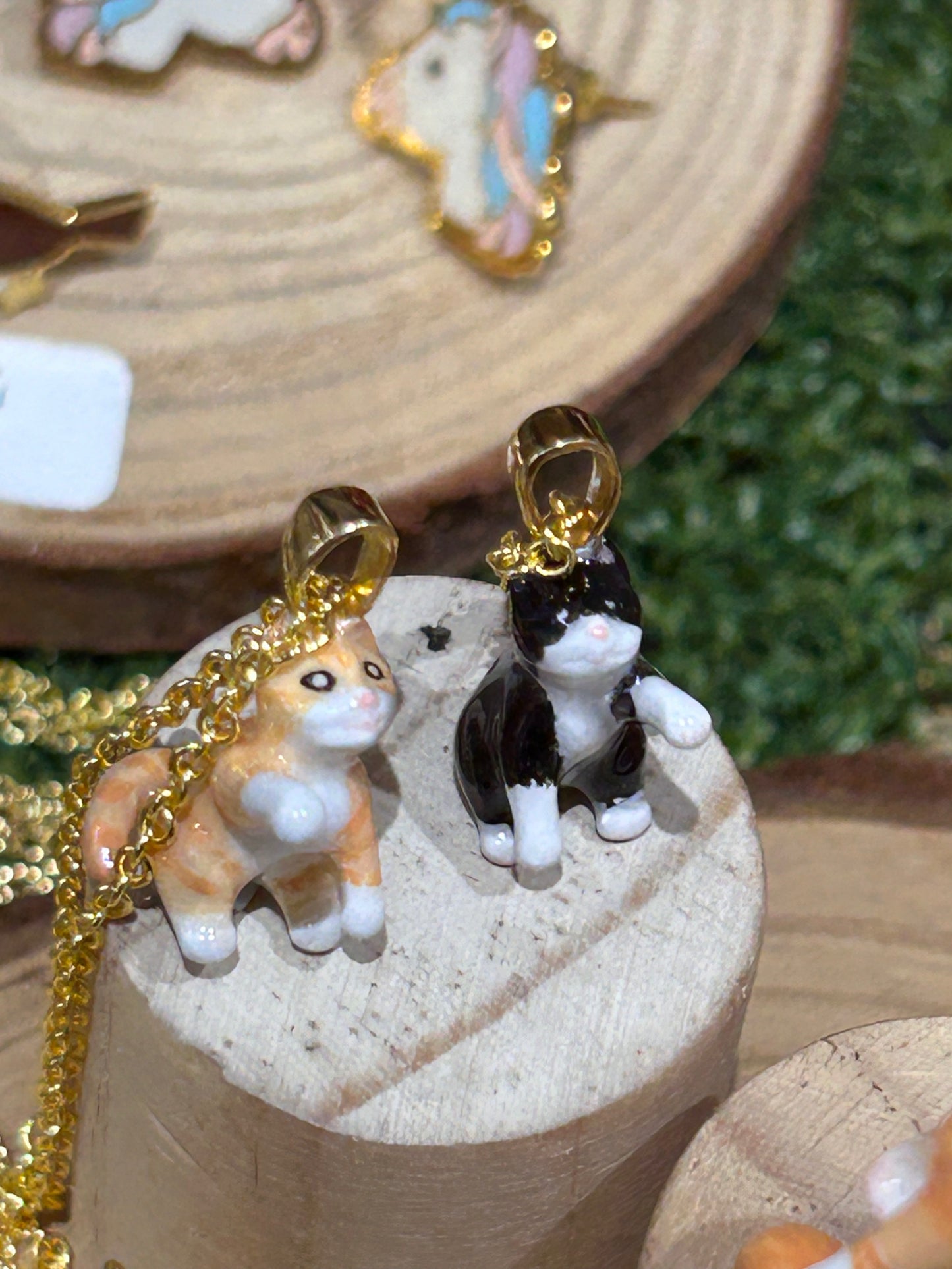 Handmade Cat Sitting Ring and Necklace