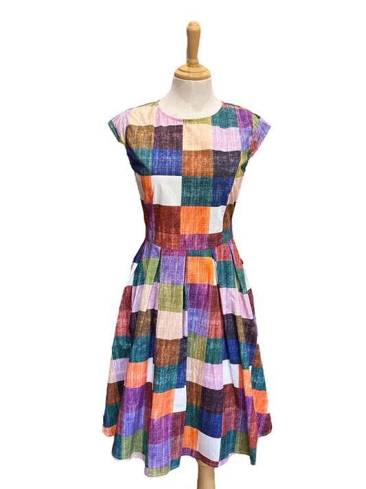 Beatrice Dress - Rainbow Check