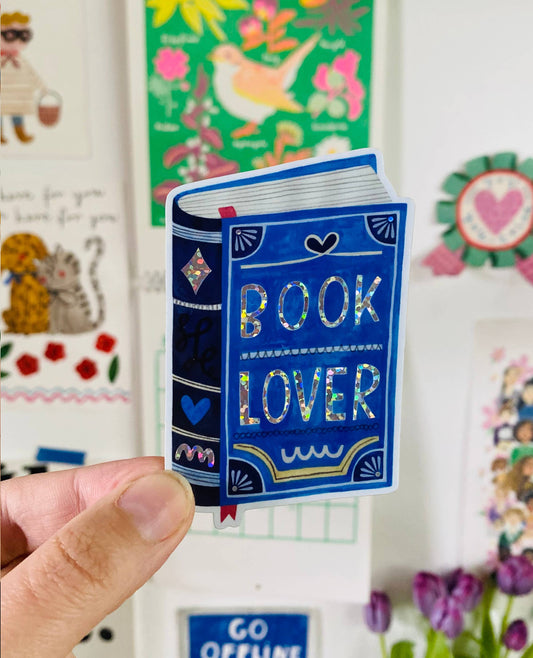 BOOK LOVER glitter sticker