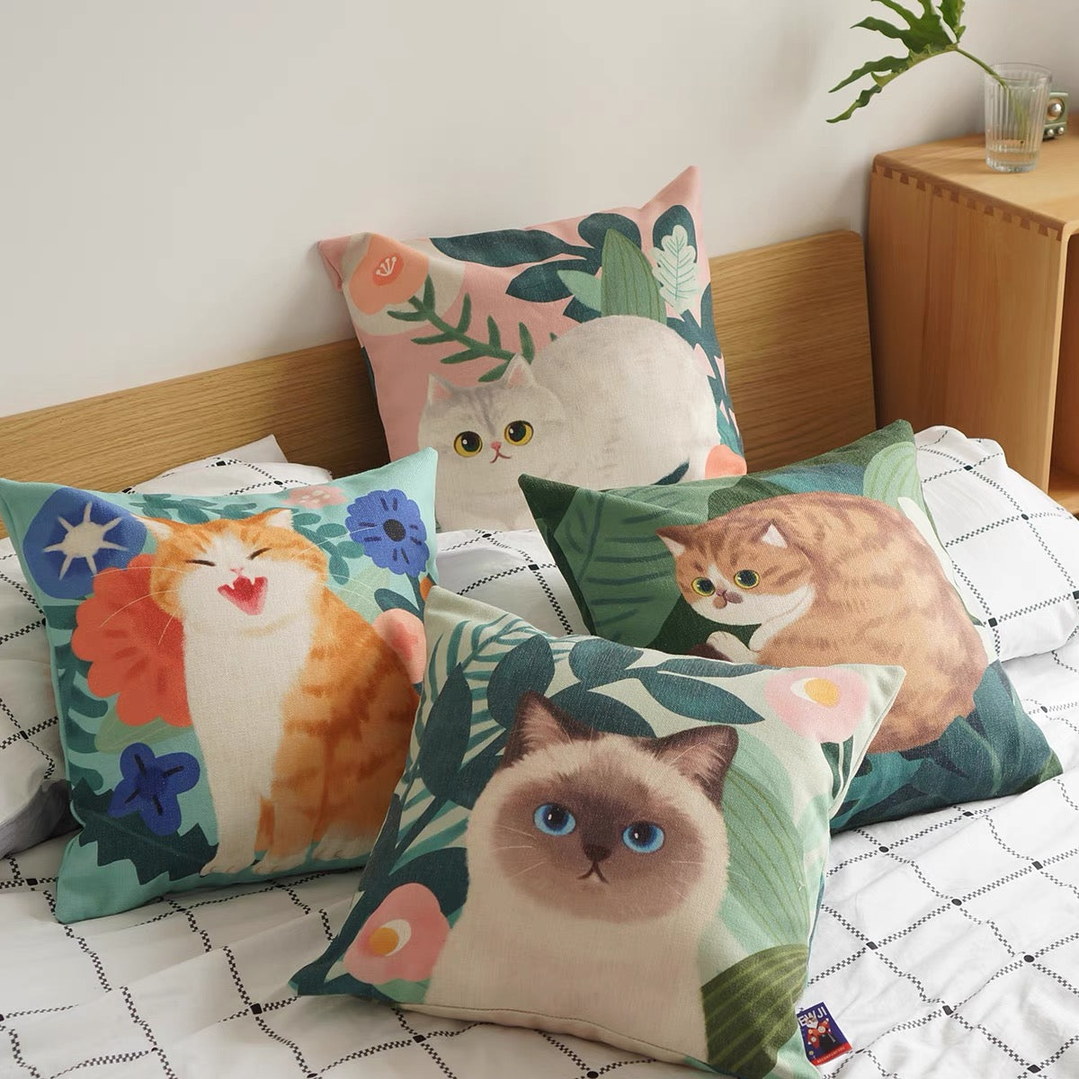 Mewji Cat Cushion Covers 45cm x 45cm – Origami Doll